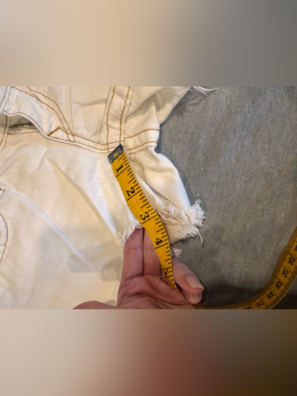 True Religion White Embellished Frayed Denim Shorts - Picture 4 of 6